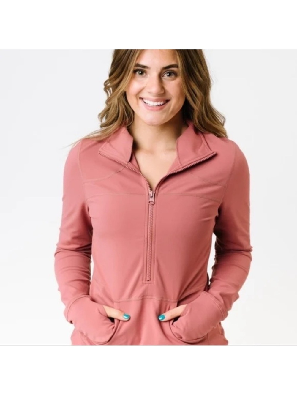 ZYIA Dusty Rose Quarter-Zip Pullover